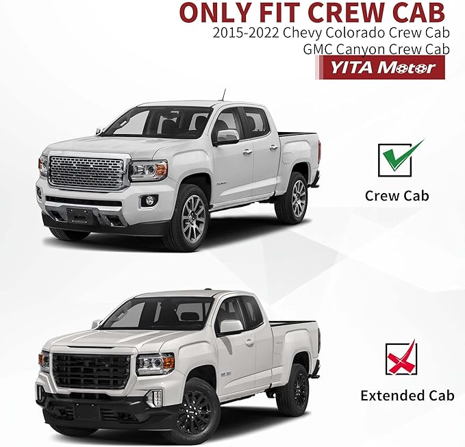 YITAMOTOR Floor Mats Compatible with 2015-2022 Chevy Colorado Crew Cab/GMC Canyon Crew Cab, Custom Fit Floor Liners, 1st & 2nd Row All Weather Protection, Black
