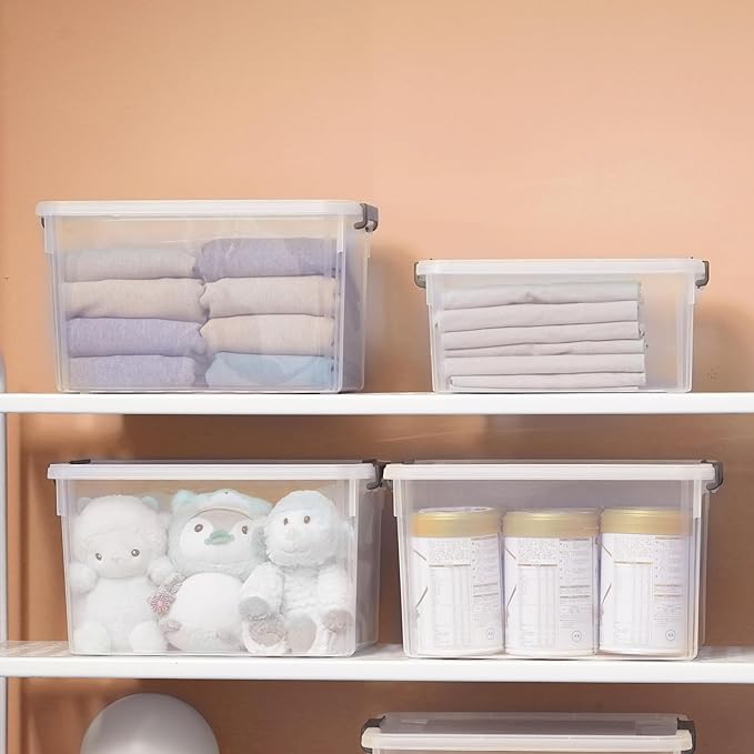 Citylife 17 QT Plastic Storage Bins with Latching Lids Stackable Storage Containers for Organizing Large Clear Storage Box fo