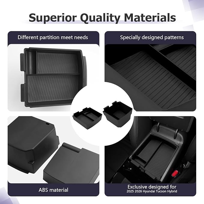 Center Console Organizer Compatible with 2025 2026 Hyundai Tucson Limited Hybrid/Tucson Plug-in Hybrid Accessories Storage Box Compartment Tray - ONLY Fit with Electronic Shift 2-Pack[NOT FOR SE/SEL]