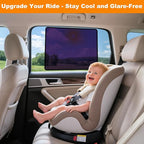 Square Baby Car Window Shades for Rear Side Windows - 2 Pack Easy Stick Rear Side Window Sun Shade That Stay in Place, Glare & UV Blocker Car Window Covers, Privacy Enhancer (20.87" x 13.78")