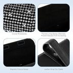 WZP Bling Sunglasses Holder for Car Sun Visor, Rhinestone Leather Eyeglasses Car Visor Clip Storage Glasses Organizer Case, Universal Vehicle Glasses Protective Storage Box for SUV Sedan Van (White)