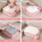 BAGAIL 9 Set Packing Cubes with Packing List Luggage Packing Organizers for Travel Accessories (Pink)