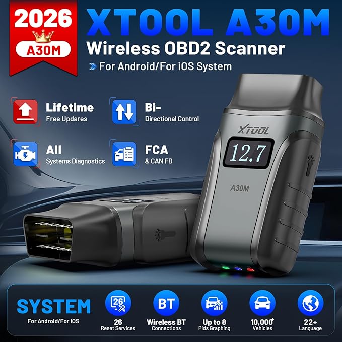 OBD2 Scanner Diagnostic Tool XTOOL Anyscan A30M V2.0, 2026 Wireless Bidirectional Scan Tool with Free Updates, 26 Resets, All