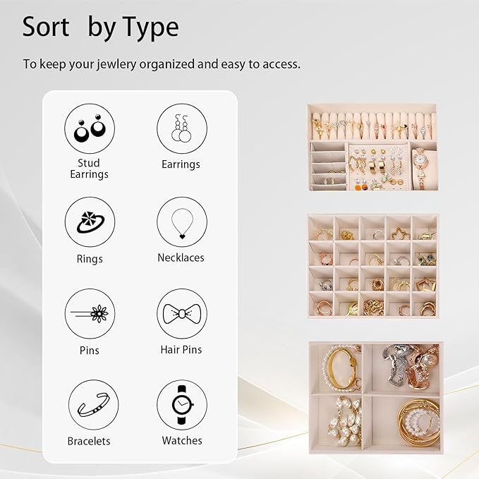 3 Layer Jewelry Box Organizer with Drawers, Lockable PU Leather Jewelry Storage Case for Mothrer's Day gifts Necklace Earring