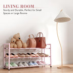 Bumusty 3-Tier Expandable Shoe Rack for Closet, 18“-33” Adjustable Shoe Rack for Small Space, Small Shoe Organizer for Front 