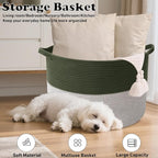115L Large Blanket Basket,23.6" L x 23.6" W x 15.7" H Rope Woven Baskets with Handles, Toys Storage Bins,Laundry Basket Perfe
