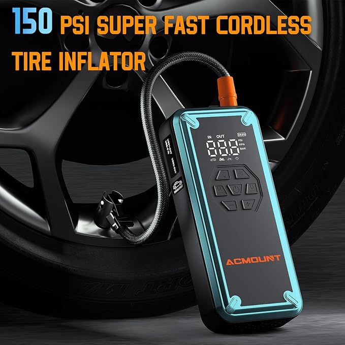 Jump Starter with Air Compressor, Acmount 5000A Car Battery Jump Starter with 150PSI Tire Inflator for Up to 9.0 Gas/8.0L