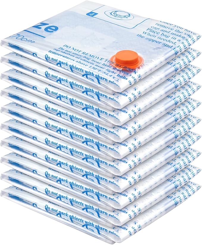 Vacuum Storage Bags, Small Space Saver Sealer Bags, Airtight Compression Bags for Clothes, Pillows, Comforters, Blankets, Bed