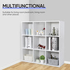 SUPER DEAL 9 Cube Storage Organizer 11 inch Cube Storage Shelf 3 x 3 Wood Bookcase Display Bookshelf with 5 Removable Back Pa