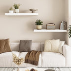 Fixwal White Shelves, 22" Long Floating Shelves for Living Room, Bedroom, Bathroom and Kitchen, Wall Mounted Shelves for Stor