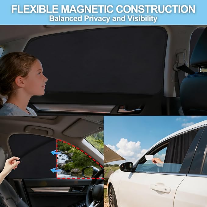 ZATOOTO Car Window Shades Custom Fit for Toyota 4Runner 2017-2024 4-Pack Car Window Covers with 100% UV Protection and Total Blackout Privacy Heat Insulation for Family Travel Baby and Pet Safety
