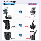 Cup Holder Phone Mount, 2 in 1 Universal Cup Holder Expander with Long Arm 360°Rotation Cup Phone Holder for Car Fits All 4-7