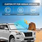 for Nissan Armada 2017-2025 2026 Windshield Sun Shade - 4 Layers Car Sunshades for Front Windows Shade Cover Custom for Armada Sun Visor 250T Retractable Shade Blocks UV Rays Car Accessories