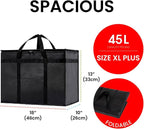 NZ home Insulated Bags for Food Delivery (XL Plus) Grocery Shopping Cooler Bag, Pizza Delivery, Hot & Cold Catering Tote, Reusable, Foldable & Heavy Duty (10 Pack, Black)