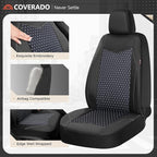 Coverado Front Seat Covers, Breathable Mesh & Leather Car Seat Protectors, Black Driver Seat Cover, Car Seat Cushions, Univer
