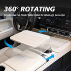 360° Rotating Wood Car Tray & Desk for Laptop - Steering Wheel Cup Holder Table, Car Accessories for Women & Men, Compatible with Tesla Model Y/3/S, Ford F150/Explorer/Maverick & Most Vehicles