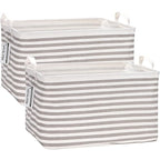 Sea Team 2-Pack Collapsible Canvas Fabric Storage Basket with Handles, Rectangle Waterproof Storage Bin, Box, Cube, Foldable 