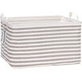 Sea Team Collapsible Canvas Fabric Storage Basket with Handles, Rectangle Waterproof Storage Bin, Box, Cube, Foldable Shelf B