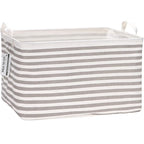 Sea Team Collapsible Canvas Fabric Storage Basket with Handles, Rectangle Waterproof Storage Bin, Box, Cube, Foldable Shelf B