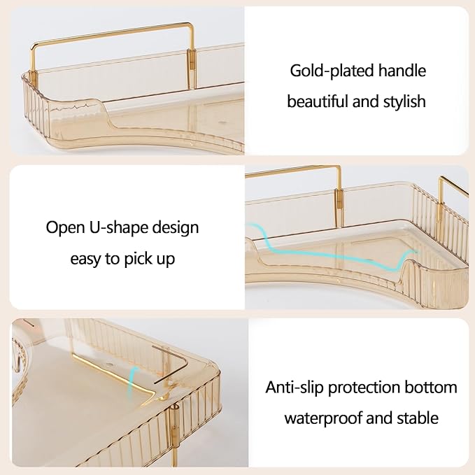shuang qing 3-Tier Corner Bathroom Counter Organizer – Classic Storage Shelf for Makeup, Perfume & Toiletries, Space-Saving C