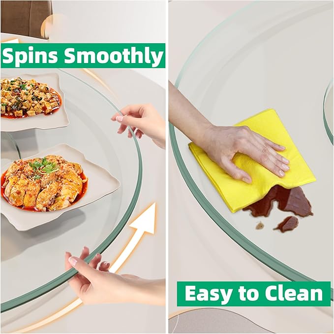 22.8" Lazy Susan for Table Top Tempered Glass Rotating Serving Tray for Dining Table, Kitchen Lazy Susan Organizer Spinning R