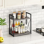 Giikin Coffee Bar Accessories, 2 Tier Spice Rack for Counter, Gray Kitchen Countertop Organizer (Grey, L)