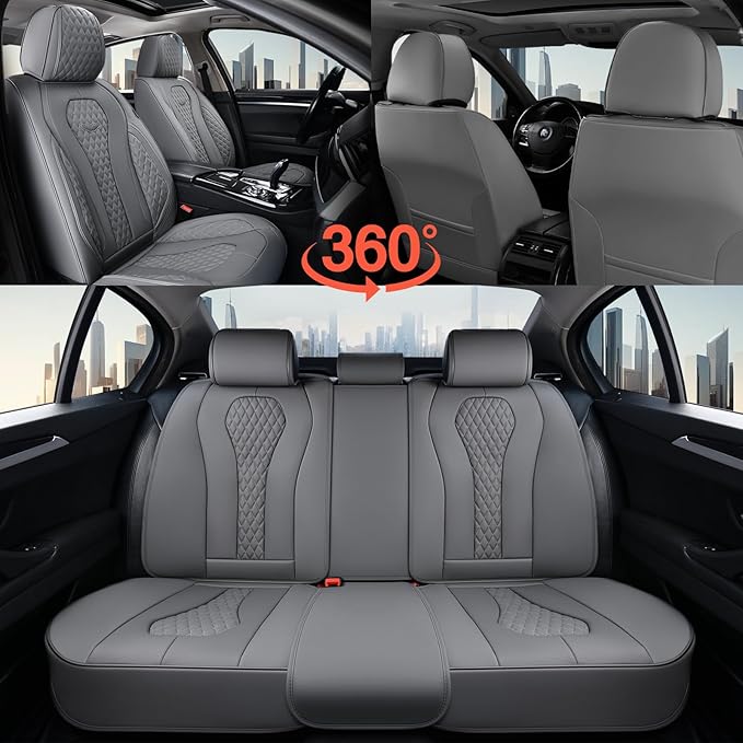 Coverado Car Seat Covers, Gray Seat Covers Full Set, Auto Seat Cover 5 Seats, Car Seat Cushion, Car Seat Covers Front Seats B