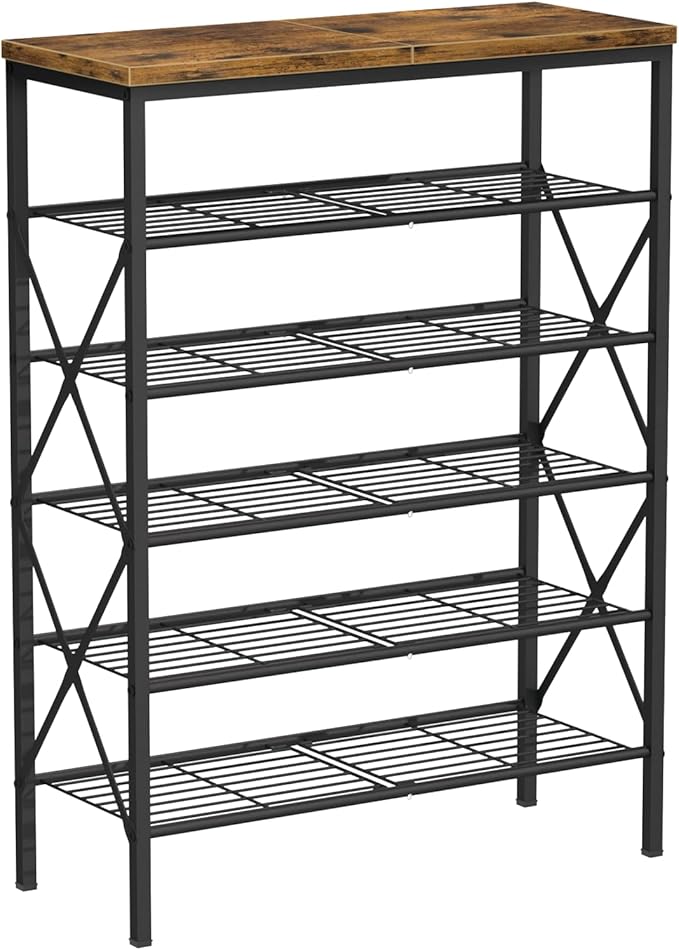 6 Tiers Metal Shoe Rack，Large Capacity Shoe Rack Holds 24 Pairs of Shoes, Durable and Stable, Adjustable Metal Shelf Stackabl