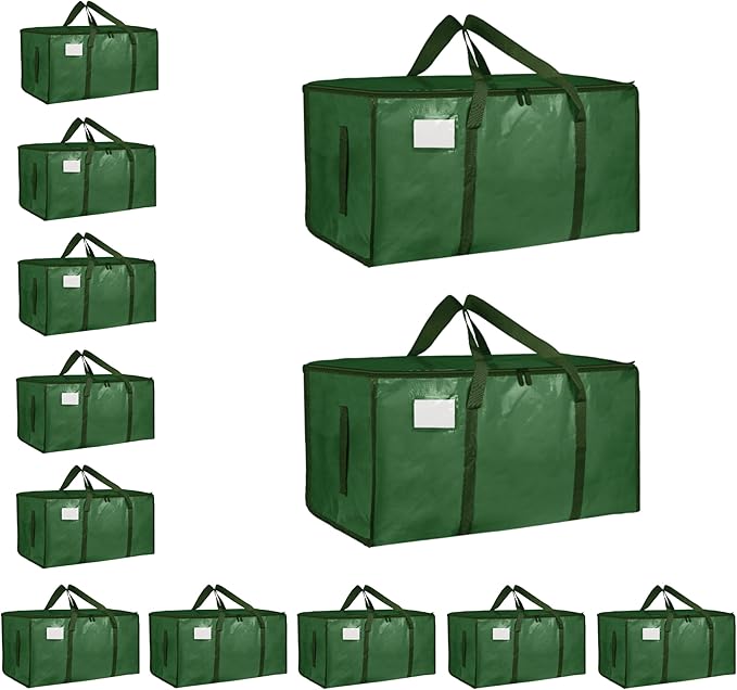 12 Pack-Extra Large Heavy Duty Moving Bags - Waterproof Storage Totes with Handles & Zippers, Foldable for College Dorm, Stor