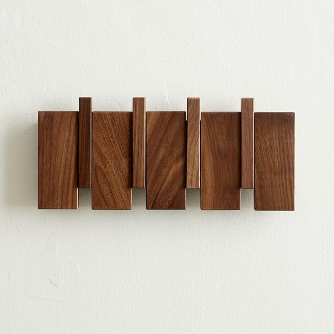 QUELLANCE Wooden Coat Hooks Wall Mounted, Coat Rack Hanger Wall Mount with 4 Hooks, Heavy Duty Coat Hooks for Hanging Coats/K