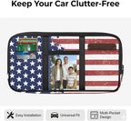 American Flag Car Sun Visor Organizer,Multi-Pocket Visor Organizer Storage Pouch with Double Zippers Document Holder for Insurance, Pen, Chapstick