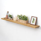 55 Inch Floating Shelves for Wall, Solid Elm Wood Wall Shelf for Home Decor, 8 Inch Deep Floating Shelf for Storage, 55 x 8 W