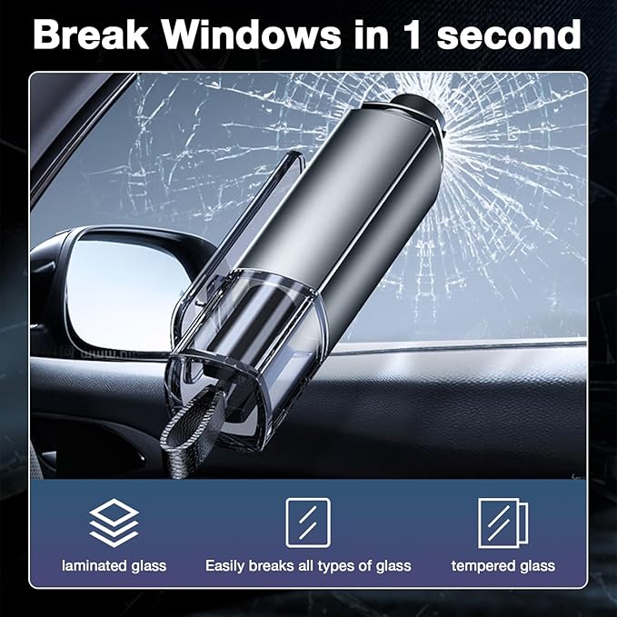 Window Breaker Seatbelt Cutter, 2-in-1 Car Window Breaker Tool,Emergency Glass Breaker and Auto Escape Tool，Safety Hammer for