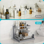 REALINN Under Sink Organizer, Pull Out Cabinet Organizer 2 Tier Slide Out Sink Shelf Cabinet Storage Shelves, Storage for Kit