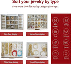 BOOVO Jewelry Boxes for Women, White and Black 6 Layer Large Jewelry Box for Necklace, Bracelet, Earrings, Rings Storage, Jew