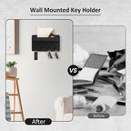 Nekon Key Holder Wall Mount, 8.5 Inch Small Home Decor Wooden Wall Organizer with 4 Hooks and Shelf, Key and Mail Holder for 