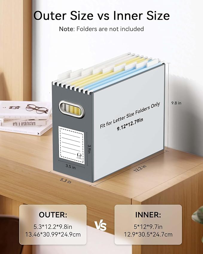Oterri Cardboard File Organizer Box for Hanging File Folders Letter Size,File Box for Computer Desk,File Cabinet,Working Home