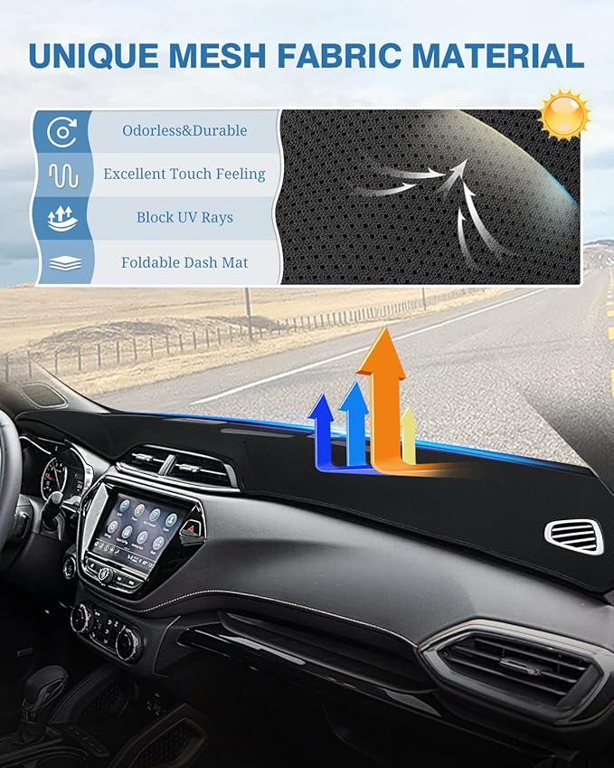 FIILINES Dash Cover for Chevrolet Trailblazer 2021-2025 LS/LT/RS/Activa, Dashboard Mat Cover Sunshade Nonslip Mesh Protector 
