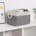 HNZIGE Large Fabric Storage Baskets (3 Pack) - Foldable Gift Baskets with Rope Handles, Decorative Organizers for Home (White