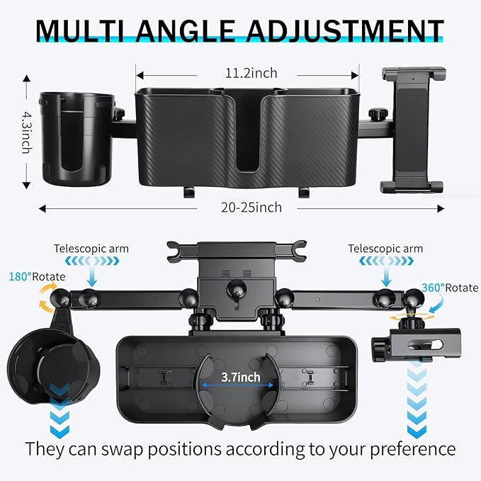 Boost 3 in 1 Car Backseat Organizer, Back Seat Storage with Cup Holder, Tissue Box, Tablet & Phone Holder Hooks, Travel Accessories for Kids Trips, Family Rides & Daily, Essential Accessory
