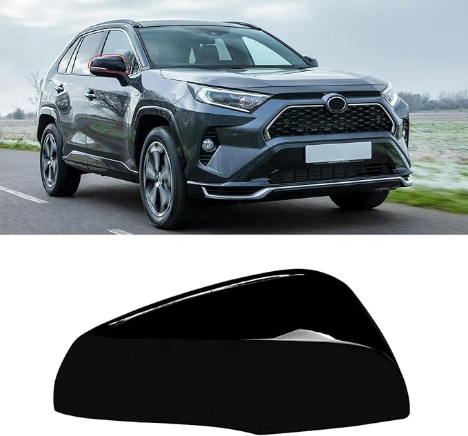 Moonlinks Compatible with Toyota RAV4 2019 2020 2021 2022 2023 2024 Right Side Mirror Cover Replacement, Glossy Black Right Passenger Side Door Rearview Mirror CapTrim for RAV4 RH