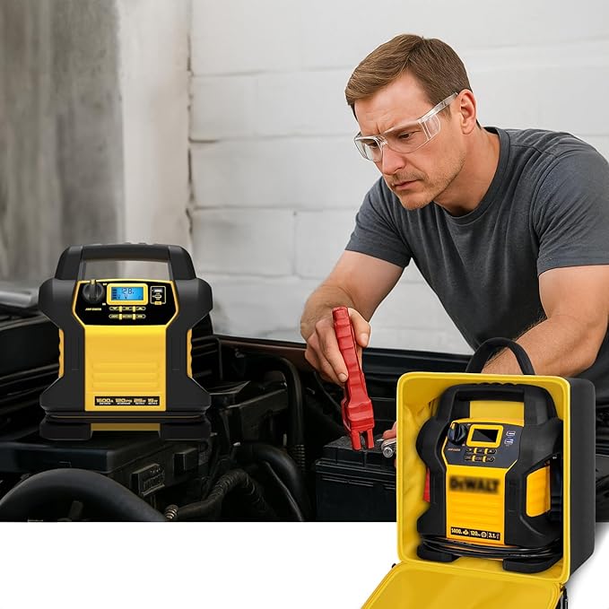 Car Jumper Starter Storage Bag Compatible with DEWALT DXAEJ14 Digital Portable Power Station Air Compressor, Carrying Case