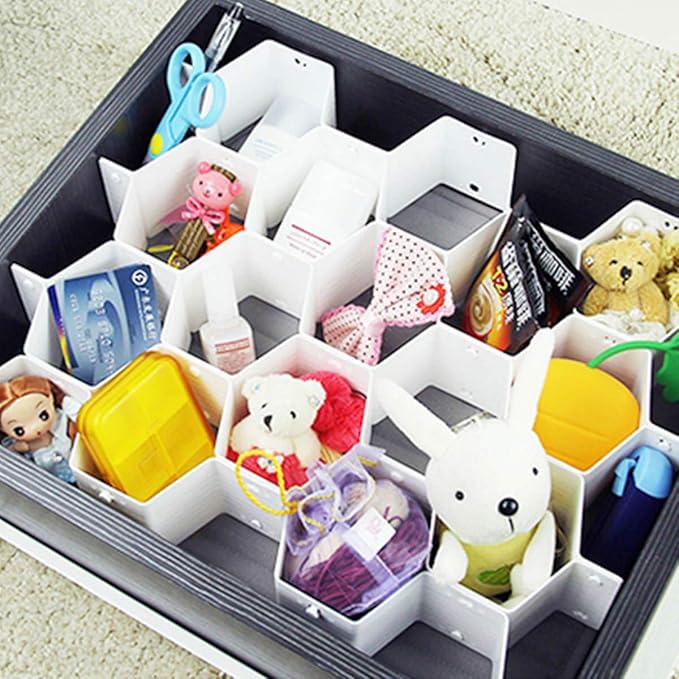 Foraineam 3 Pack Honeycomb Drawer Organizer Plastic Partition Cabinet Clapboard Storage Boxes Closet Organizer Drawer Divider