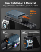 WOLFBOX i17 4K 3 Channel Dash Cam Built-in 5.8GHz WiFi with 64GB Card, 4K+1080P+1080P Dash Cam Front and Rear Inside, Triple 
