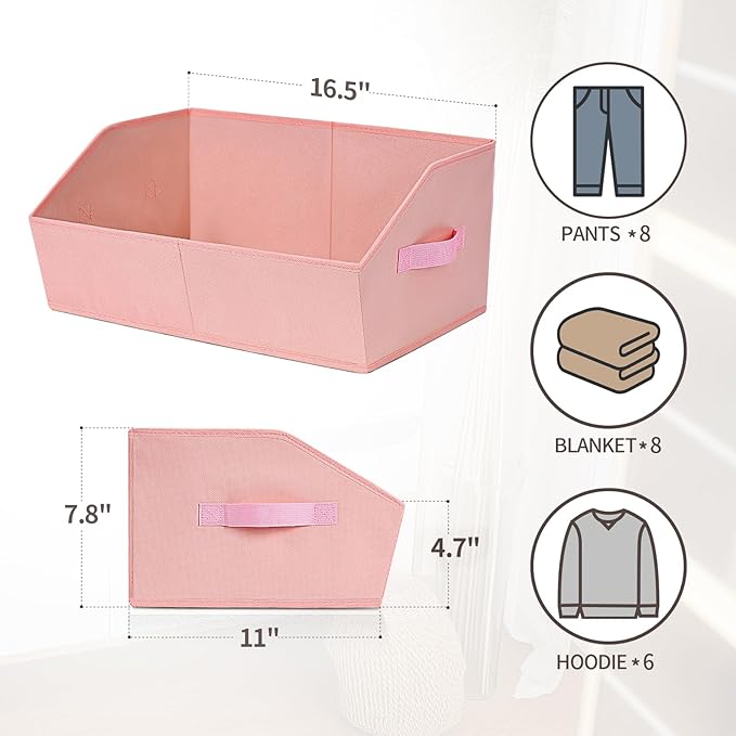 Homsorout Closet Baskets for Shelves Trapezoid - Decorative Storage Baskets with Handle, Closet Bins for Organization, Shelf 
