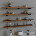 Industrial Pipe Wall Wood Shelves,Real Wooden Shelves 48" in Walnut Color with 1.2" Extra Thickness, Modern Floating Shevles