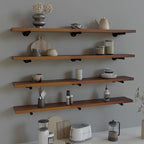 Industrial Pipe Wall Wood Shelves,Real Wooden Shelves 48" in Walnut Color with 1.2" Extra Thickness, Modern Floating Shevles