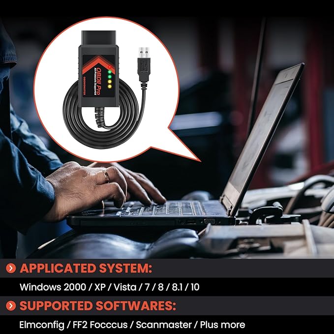 ELM327 OBD2 Adapter Compatible with F150 F250 and More, for MS/HS CAN Automatically Switch, OBDII Diagnostic Scanner via USB
