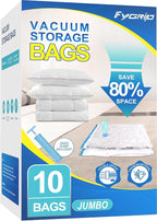 Fygrip Vacuum Storage Bags with Hand Pump, Plastic Packaging Bags, 80% Space Saver Vacuum Seal Bags for Clothing, Travel Lugg