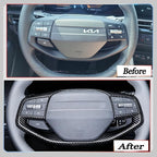 Steering Wheel Button Cover, for Kia K4 2024 2025 2026,Steering Wheel Button Panel Protection Frame Molding Trim - Carbon Fiber(for LXS, EX，LX Model)